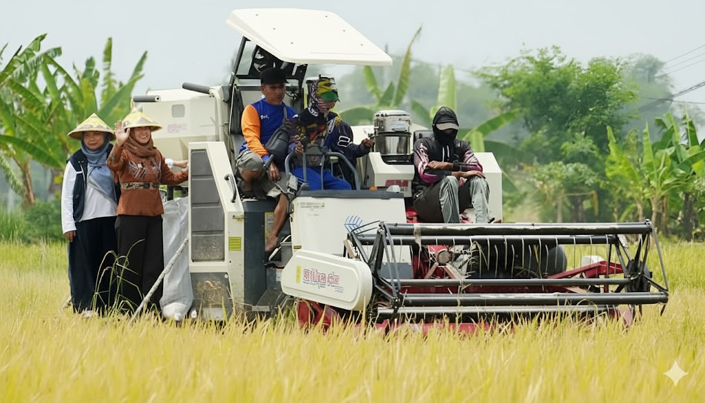 Wali Kota Mojokerto Turun Sawah Gunakan Combine Harvester